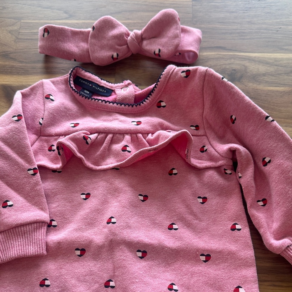 Tommy Hilfiger Pink Kids Footie with Headband